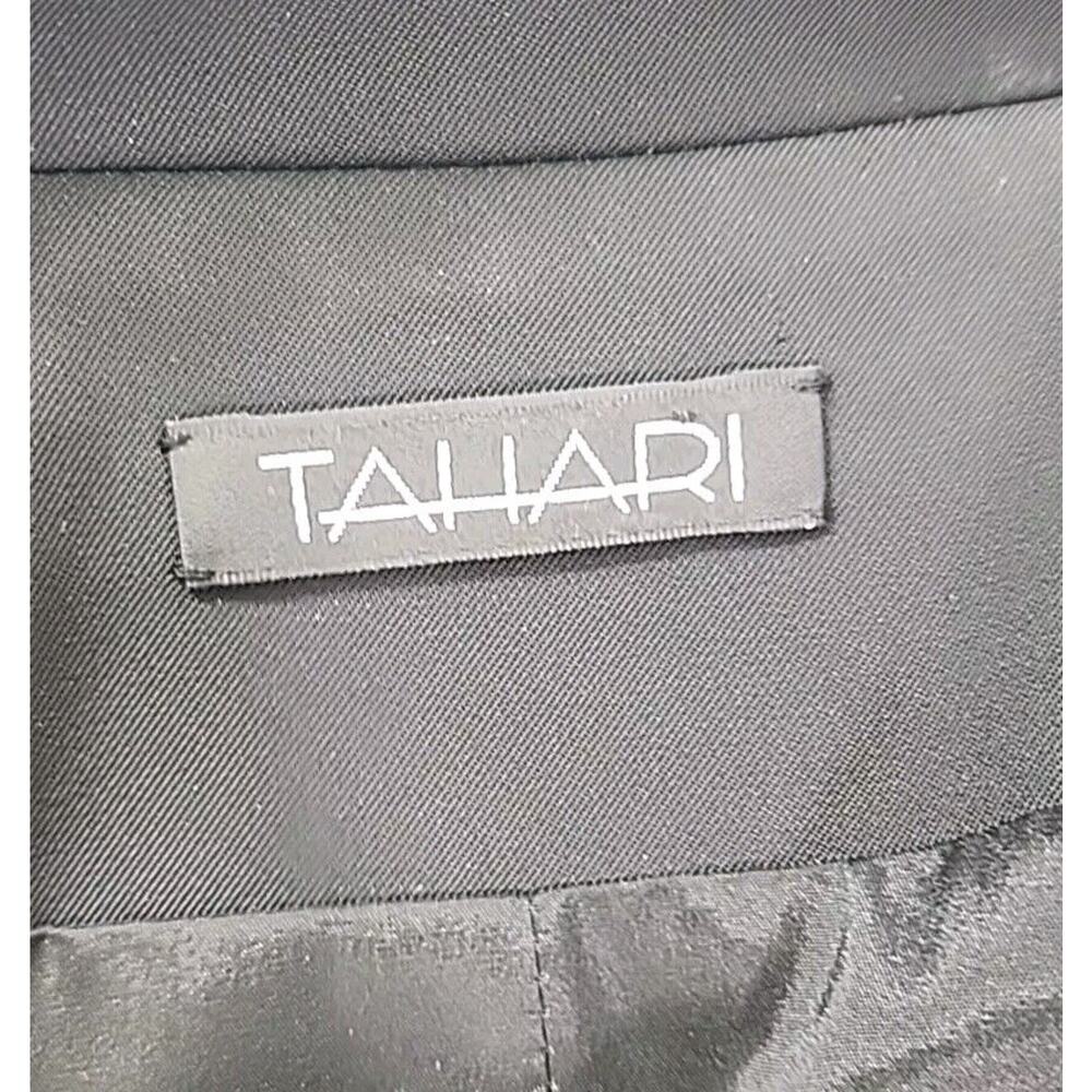Tahari Women Blazer Jacket M 8 Black 3 Button Stretch Knotched Collar Lined - Picture 5 of 14